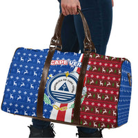 Cape Verde Christmas Travel Bag with Red and Blue Festive Pattern Christmas Tree and National Emblem Motif - Wonder Print Shop
