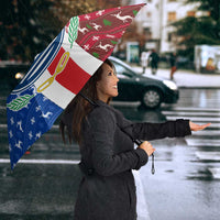 Cape Verde Christmas Umbrella with Red and Blue Festive Pattern Christmas Tree and National Emblem Motif - Wonder Print Shop