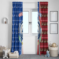 Cape Verde Christmas Window Curtain with Red and Blue Festive Pattern Christmas Tree and National Emblem Motif - Wonder Print Shop