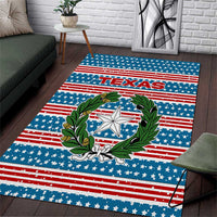 Texas Christmas Area Rug with Blue and Red Striped Festive Pattern Lone Star and Santa Motif - Wonder Print Shop