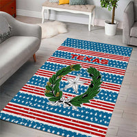 Texas Christmas Area Rug with Blue and Red Striped Festive Pattern Lone Star and Santa Motif - Wonder Print Shop