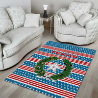 Texas Christmas Area Rug with Blue and Red Striped Festive Pattern Lone Star and Santa Motif - Wonder Print Shop