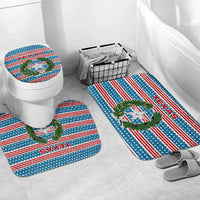 Texas Christmas Bathroom Set with Blue and Red Striped Festive Pattern Lone Star and Santa Motif - Wonder Print Shop