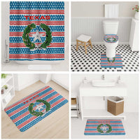 Texas Christmas Bathroom Set with Blue and Red Striped Festive Pattern Lone Star and Santa Motif - Wonder Print Shop