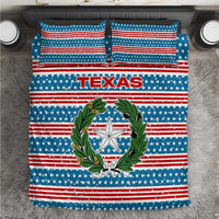 Texas Christmas Bedding Set with Blue and Red Striped Festive Pattern Lone Star and Santa Motif - Wonder Print Shop