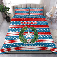 Texas Christmas Bedding Set with Blue and Red Striped Festive Pattern Lone Star and Santa Motif - Wonder Print Shop