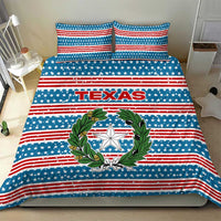 Texas Christmas Bedding Set with Blue and Red Striped Festive Pattern Lone Star and Santa Motif - Wonder Print Shop