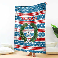 Texas Christmas Blanket with Blue and Red Striped Festive Pattern Lone Star and Santa Motif - Wonder Print Shop