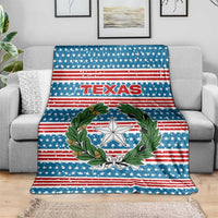 Texas Christmas Blanket with Blue and Red Striped Festive Pattern Lone Star and Santa Motif - Wonder Print Shop