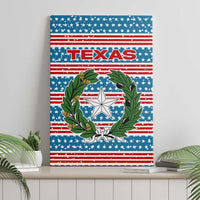 Texas Christmas Canvas Wall Art with Blue and Red Striped Festive Pattern Lone Star and Santa Motif - Wonder Print Shop