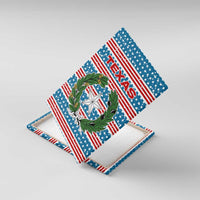 Texas Christmas Canvas Wall Art with Blue and Red Striped Festive Pattern Lone Star and Santa Motif - Wonder Print Shop