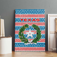 Texas Christmas Canvas Wall Art with Blue and Red Striped Festive Pattern Lone Star and Santa Motif - Wonder Print Shop