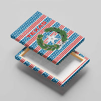 Texas Christmas Canvas Wall Art with Blue and Red Striped Festive Pattern Lone Star and Santa Motif - Wonder Print Shop