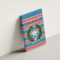 Texas Christmas Canvas Wall Art with Blue and Red Striped Festive Pattern Lone Star and Santa Motif - Wonder Print Shop