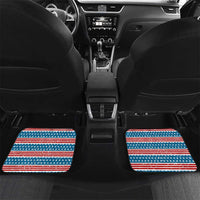 Texas Christmas Car Mats with Blue and Red Striped Festive Pattern Lone Star and Santa Motif - Wonder Print Shop
