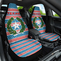 Texas Christmas Car Seat Cover with Blue and Red Striped Festive Pattern Lone Star and Santa Motif - Wonder Print Shop