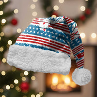 Texas Christmas Santa Hat with Blue and Red Striped Festive Pattern Lone Star and Santa Motif - Wonder Print Shop