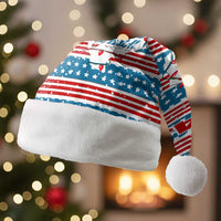 Texas Christmas Santa Hat with Blue and Red Striped Festive Pattern Lone Star and Santa Motif - Wonder Print Shop