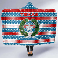 Texas Christmas Hooded Blanket with Blue and Red Striped Festive Pattern Lone Star and Santa Motif - Wonder Print Shop