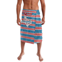 Texas Christmas Lavalava with Blue and Red Striped Festive Pattern Lone Star and Santa Motif - Wonder Print Shop