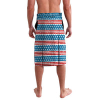 Texas Christmas Lavalava with Blue and Red Striped Festive Pattern Lone Star and Santa Motif - Wonder Print Shop