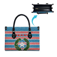 Texas Christmas Leather Bag with Blue and Red Striped Festive Pattern Lone Star and Santa Motif - Wonder Print Shop