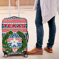 Texas Christmas Luggage Cover with Blue and Red Striped Festive Pattern Lone Star and Santa Motif - Wonder Print Shop