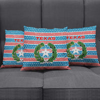 Texas Christmas Pillow Cover with Blue and Red Striped Festive Pattern Lone Star and Santa Motif - Wonder Print Shop