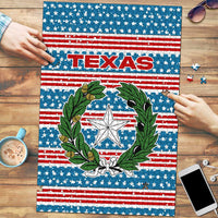 Texas Christmas Puzzle with Blue and Red Striped Festive Pattern Lone Star and Santa Motif - Wonder Print Shop