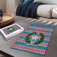 Texas Christmas Puzzle with Blue and Red Striped Festive Pattern Lone Star and Santa Motif - Wonder Print Shop