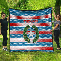 Texas Christmas Quilt with Blue and Red Striped Festive Pattern Lone Star and Santa Motif - Wonder Print Shop