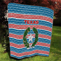 Texas Christmas Quilt with Blue and Red Striped Festive Pattern Lone Star and Santa Motif - Wonder Print Shop