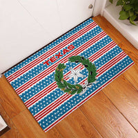 Texas Christmas Rubber Doormat with Blue and Red Striped Festive Pattern Lone Star and Santa Motif - Wonder Print Shop
