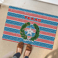 Texas Christmas Rubber Doormat with Blue and Red Striped Festive Pattern Lone Star and Santa Motif - Wonder Print Shop
