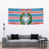 Texas Christmas Tapestry with Blue and Red Striped Festive Pattern Lone Star and Santa Motif - Wonder Print Shop