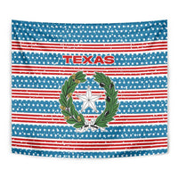 Texas Christmas Tapestry with Blue and Red Striped Festive Pattern Lone Star and Santa Motif - Wonder Print Shop
