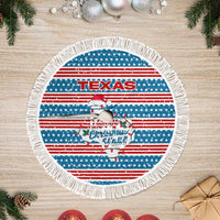 Texas Christmas Tree Skirt with Blue and Red Striped Festive Pattern Lone Star and Santa Motif - Wonder Print Shop