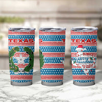 Texas Christmas Tumbler Cup with Blue and Red Striped Festive Pattern Lone Star and Santa Motif - Wonder Print Shop
