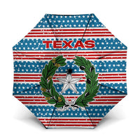 Texas Christmas Umbrella with Blue and Red Striped Festive Pattern Lone Star and Santa Motif - Wonder Print Shop