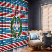 Texas Christmas Window Curtain with Blue and Red Striped Festive Pattern Lone Star and Santa Motif - Wonder Print Shop