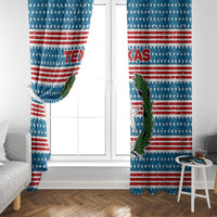 Texas Christmas Window Curtain with Blue and Red Striped Festive Pattern Lone Star and Santa Motif - Wonder Print Shop