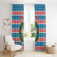 Texas Christmas Window Curtain with Blue and Red Striped Festive Pattern Lone Star and Santa Motif - Wonder Print Shop