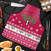 Texas Christmas Apron with Red and White Snowflake Pattern Longhorn Skull and Christmas Cactus Motif - Wonder Print Shop