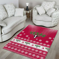 Texas Christmas Area Rug with Red and White Snowflake Pattern Longhorn Skull and Christmas Cactus Motif - Wonder Print Shop