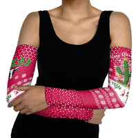 Texas Christmas Arm Sleeves with Red and White Snowflake Pattern Longhorn Skull and Christmas Cactus Motif - Wonder Print Shop