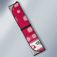 Texas Christmas Auto Sun Shade with Red and White Snowflake Pattern Longhorn Skull and Christmas Cactus Motif - Wonder Print Shop