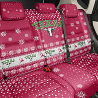 Texas Christmas Back Car Seat Cover with Red and White Snowflake Pattern Longhorn Skull and Christmas Cactus Motif - Wonder Print Shop