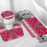 Texas Christmas Bathroom Set with Red and White Snowflake Pattern Longhorn Skull and Christmas Cactus Motif - Wonder Print Shop