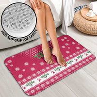 Texas Christmas Bathroom Set with Red and White Snowflake Pattern Longhorn Skull and Christmas Cactus Motif - Wonder Print Shop