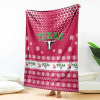 Texas Christmas Blanket with Red and White Snowflake Pattern Longhorn Skull and Christmas Cactus Motif - Wonder Print Shop